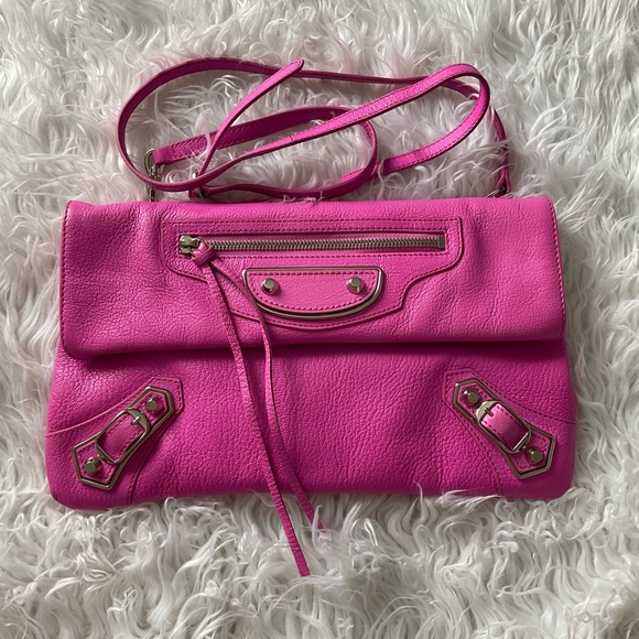 💖 Balenciaga metallic edge lambskin envelop clutch bag Rose 💖 - Picture 4 of 14